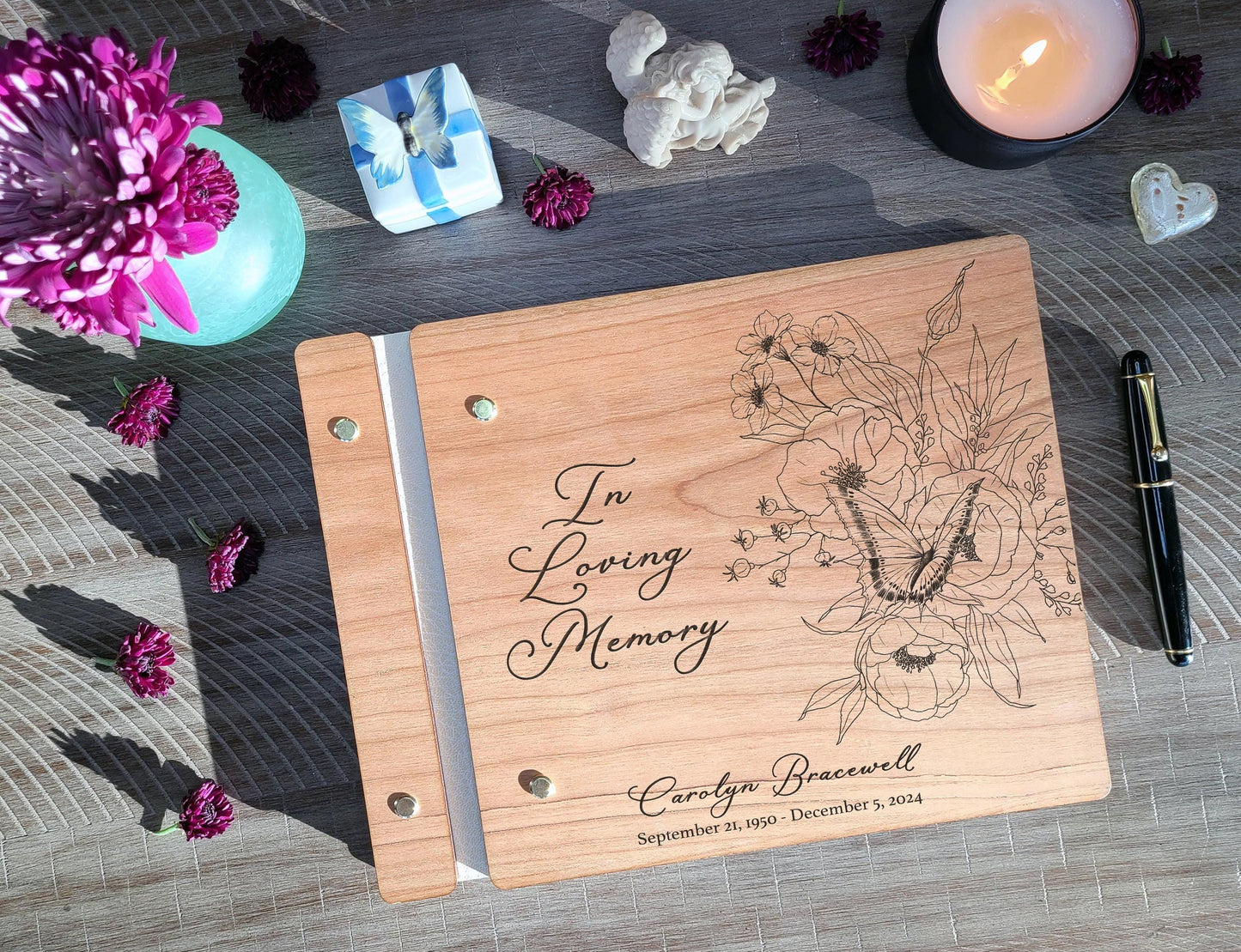 Memorial guest book wood options