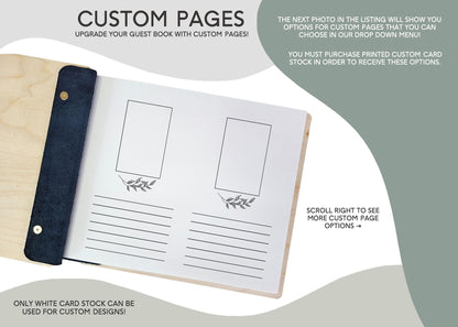 Custom rustic wedding guest book hardware binding detail wood cover engraved