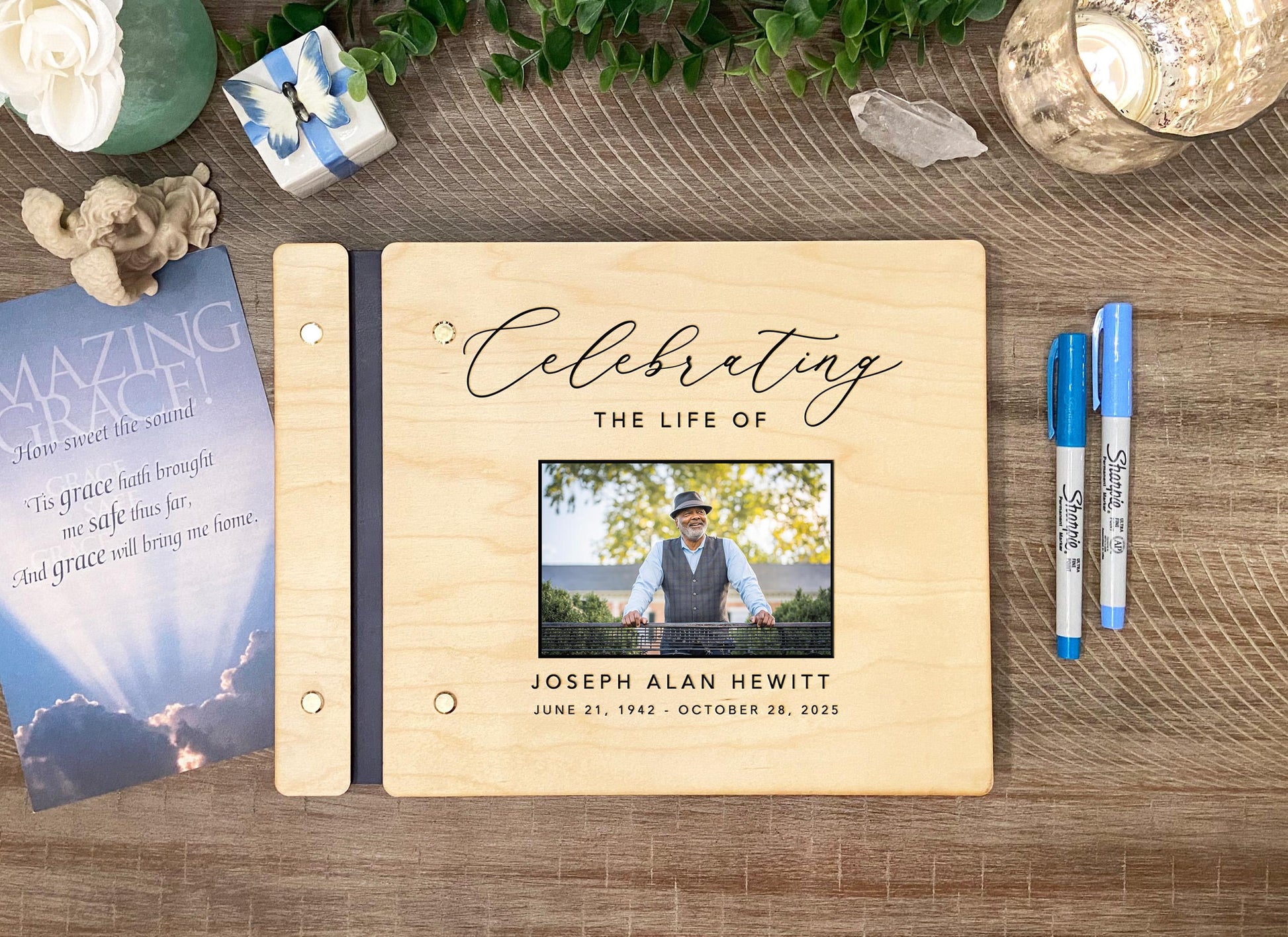 Celebration of Life memorial guest book with color printed photo