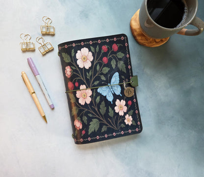 Leather Traveler's Notebook - Butterfly Garden