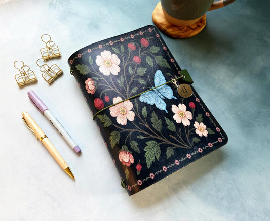 Leather Traveler's Notebook - Butterfly Garden