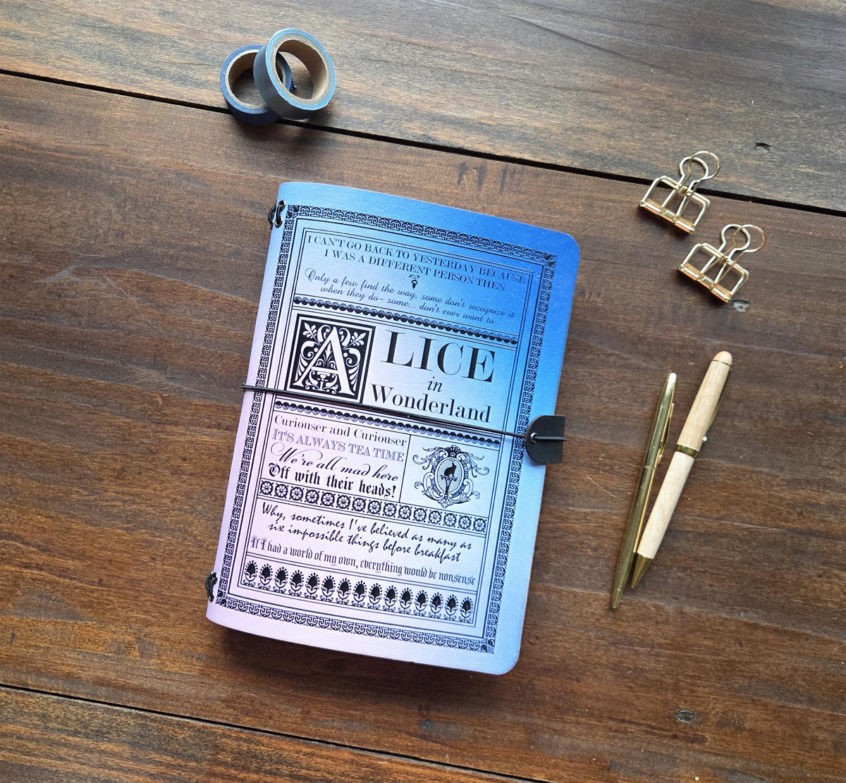 Alice in Wonderland Quotes leather traveler's notebook cover