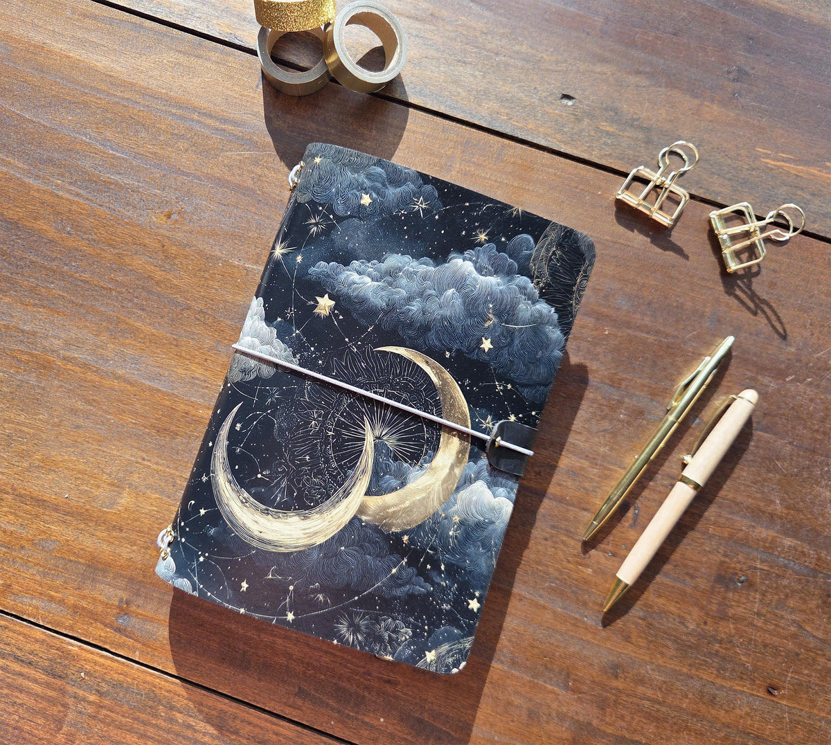 Dark Celestial leather traveler's notebook cover