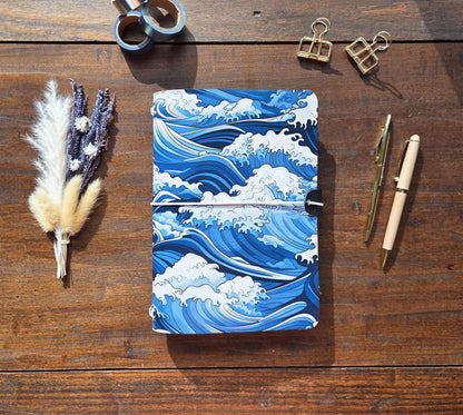 Great Waves Japan leather traveler's notebook cover