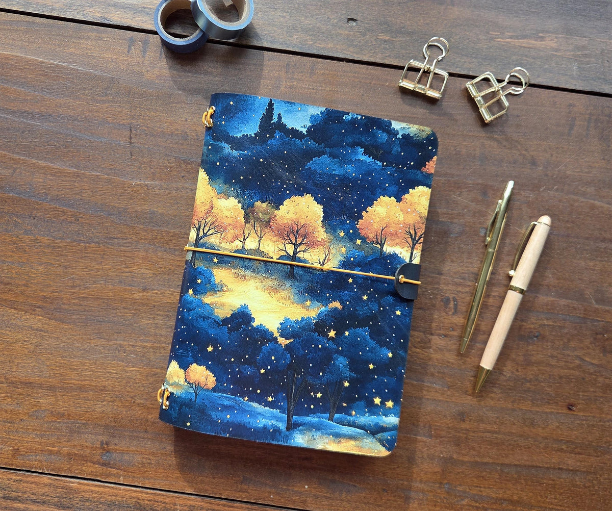 Autumn Forest leather traveler's notebook cover