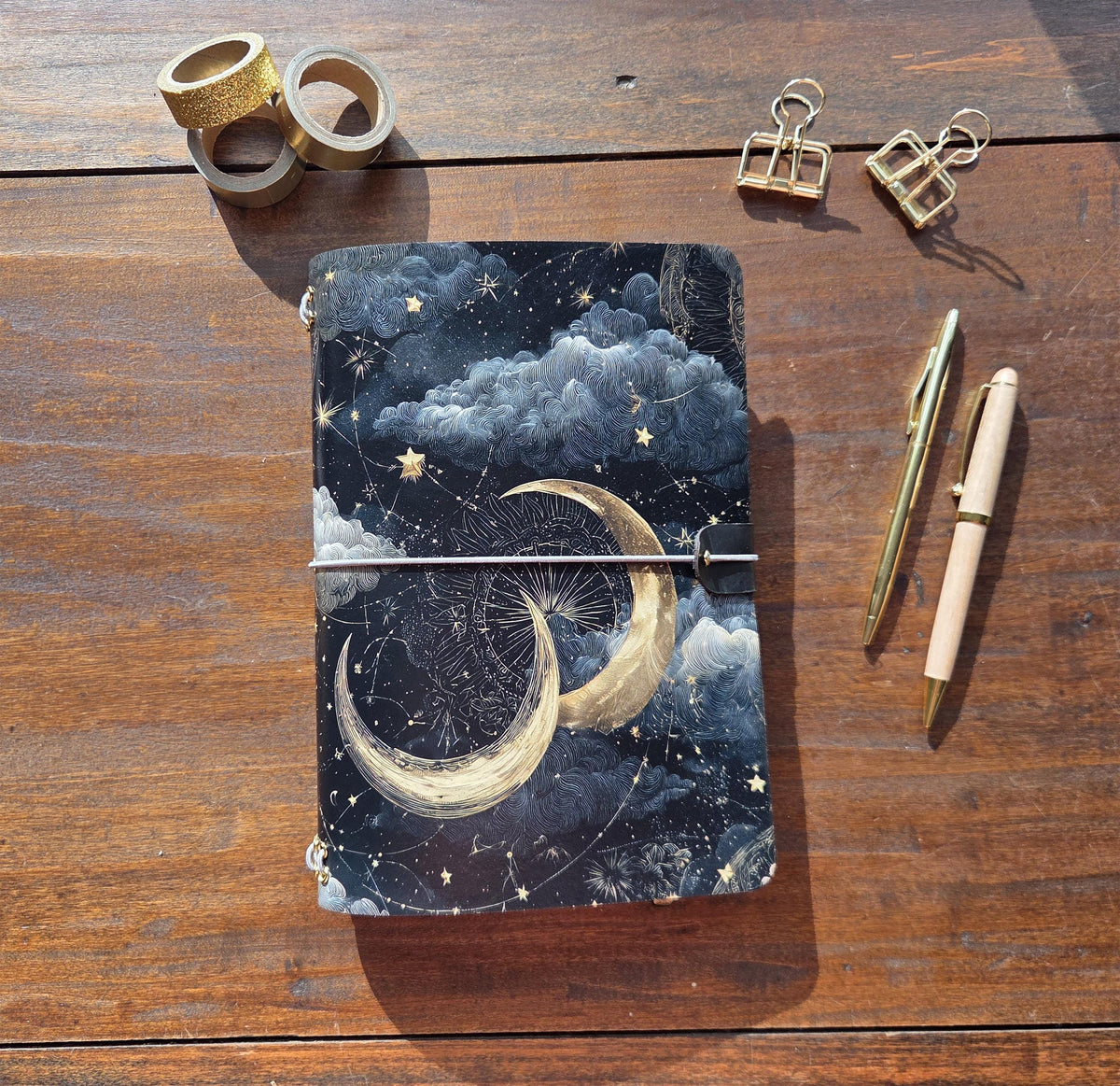 Dark Celestial leather traveler's notebook cover