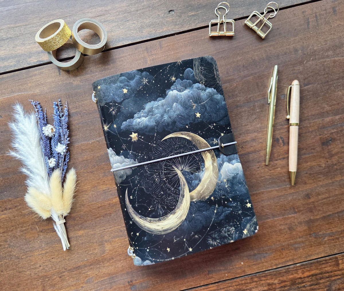 Dark Celestial leather traveler's notebook cover