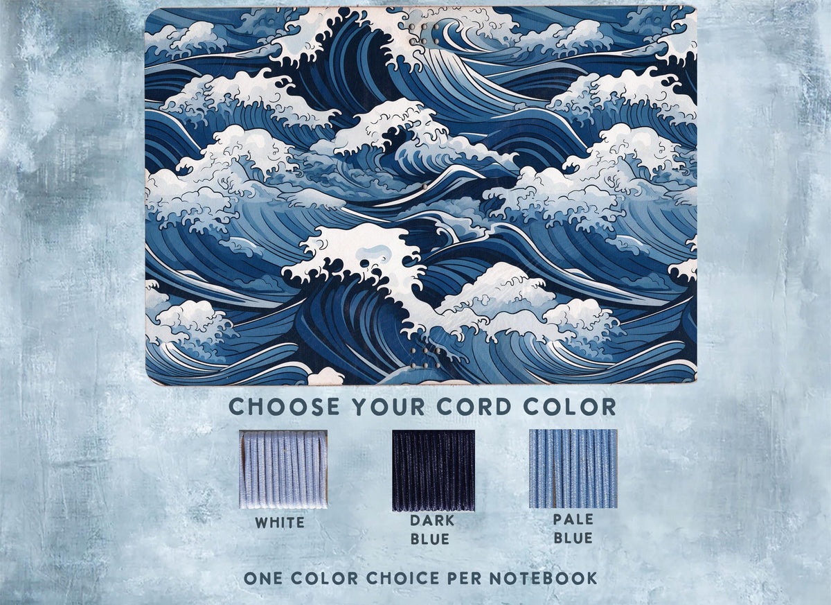 Great Waves Japan leather traveler's notebook cover