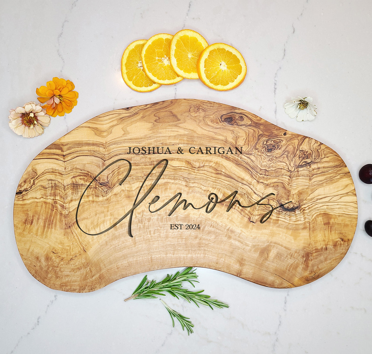 Rustic Olive Wood Charcuterie Board Personalized Gift for Wedding - Dragon Forged Studios