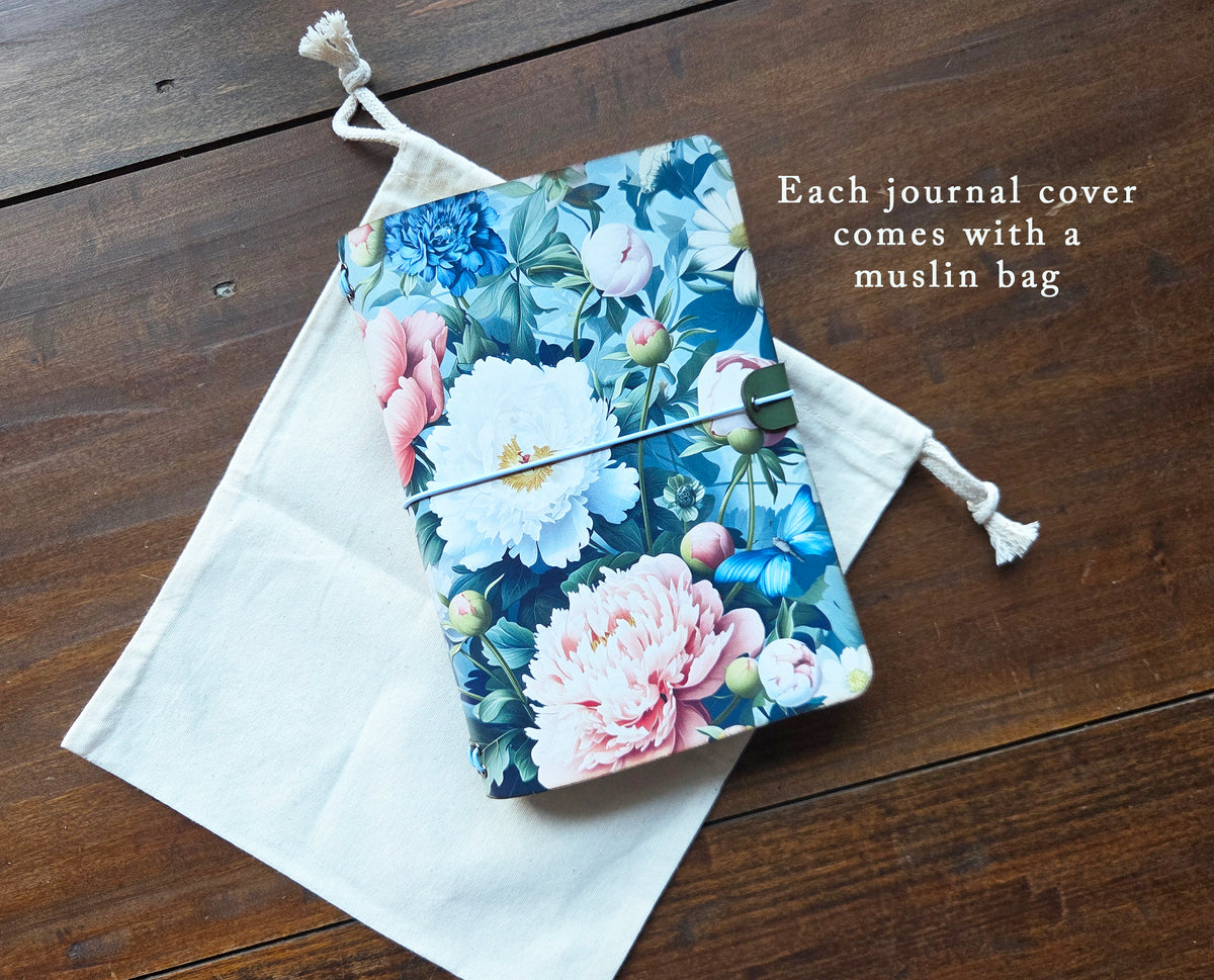 Leather Traveler's Notebook - Stained Glass Garden - B5, A5, Standard, B6, A6, Pocket