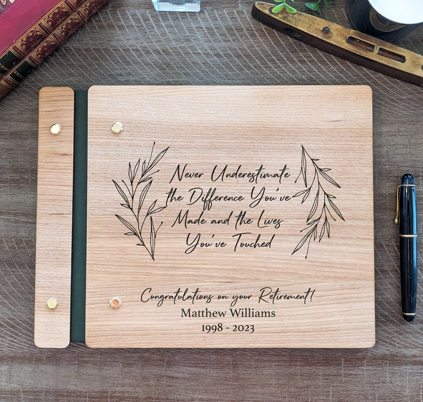 Never Underestimate Retirement Guest Book - Dragon Forged Studios