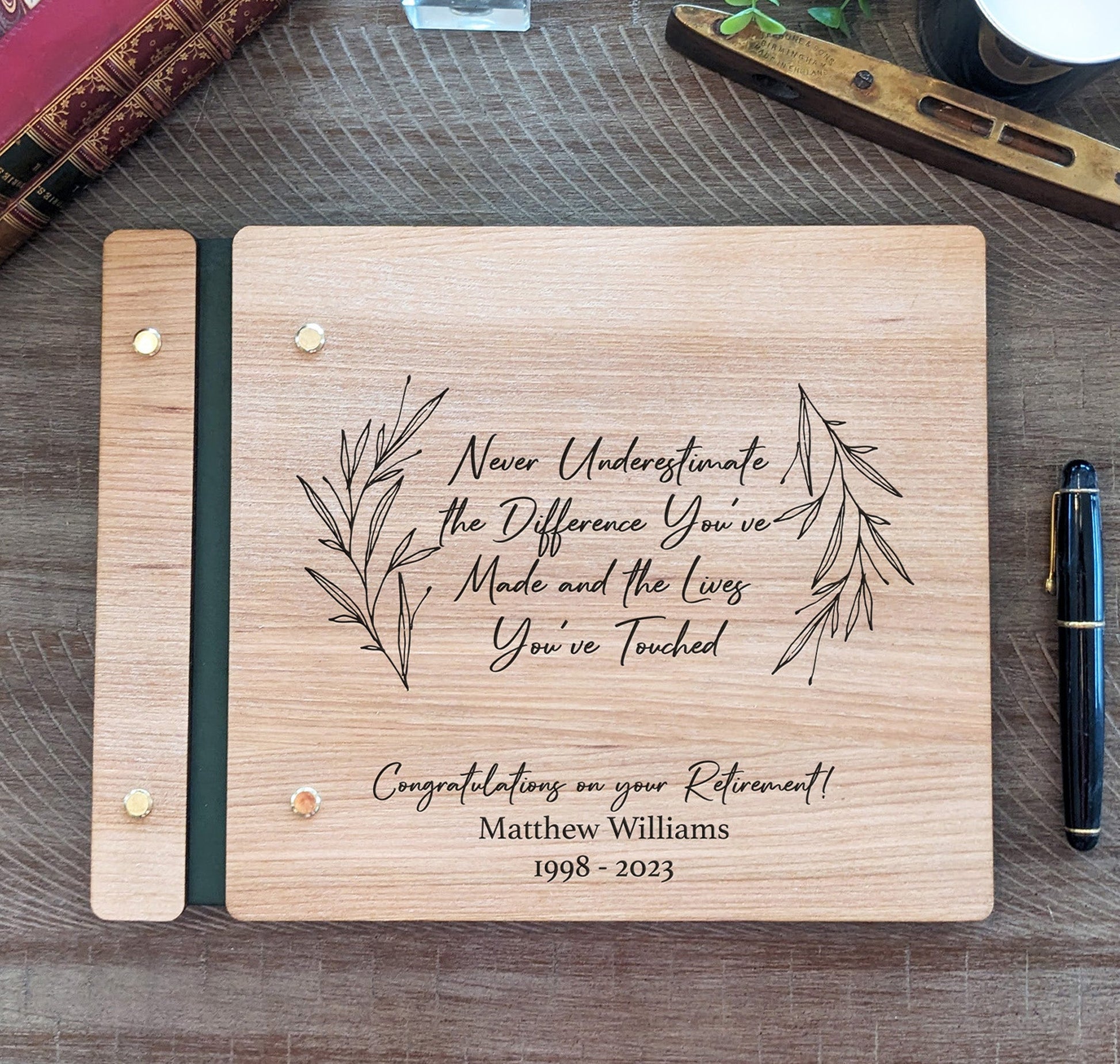 Never Underestimate Retirement Guest Book - Dragon Forged Studios