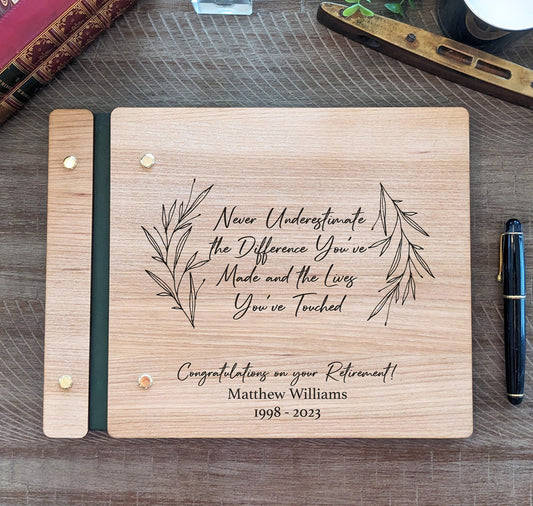 Never Underestimate Retirement Guest Book - Dragon Forged Studios