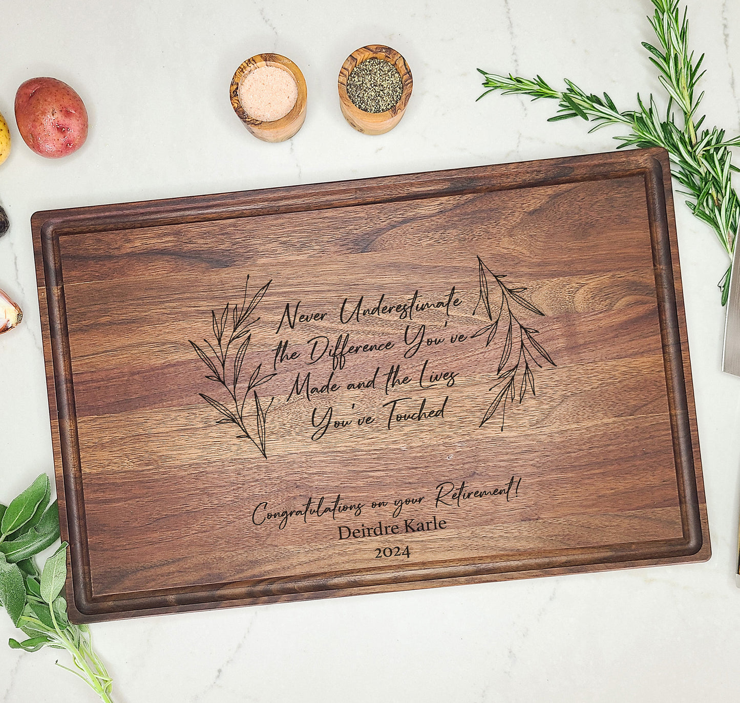 Retirement Cutting Board Never Underestimate - Dragon Forged Studios