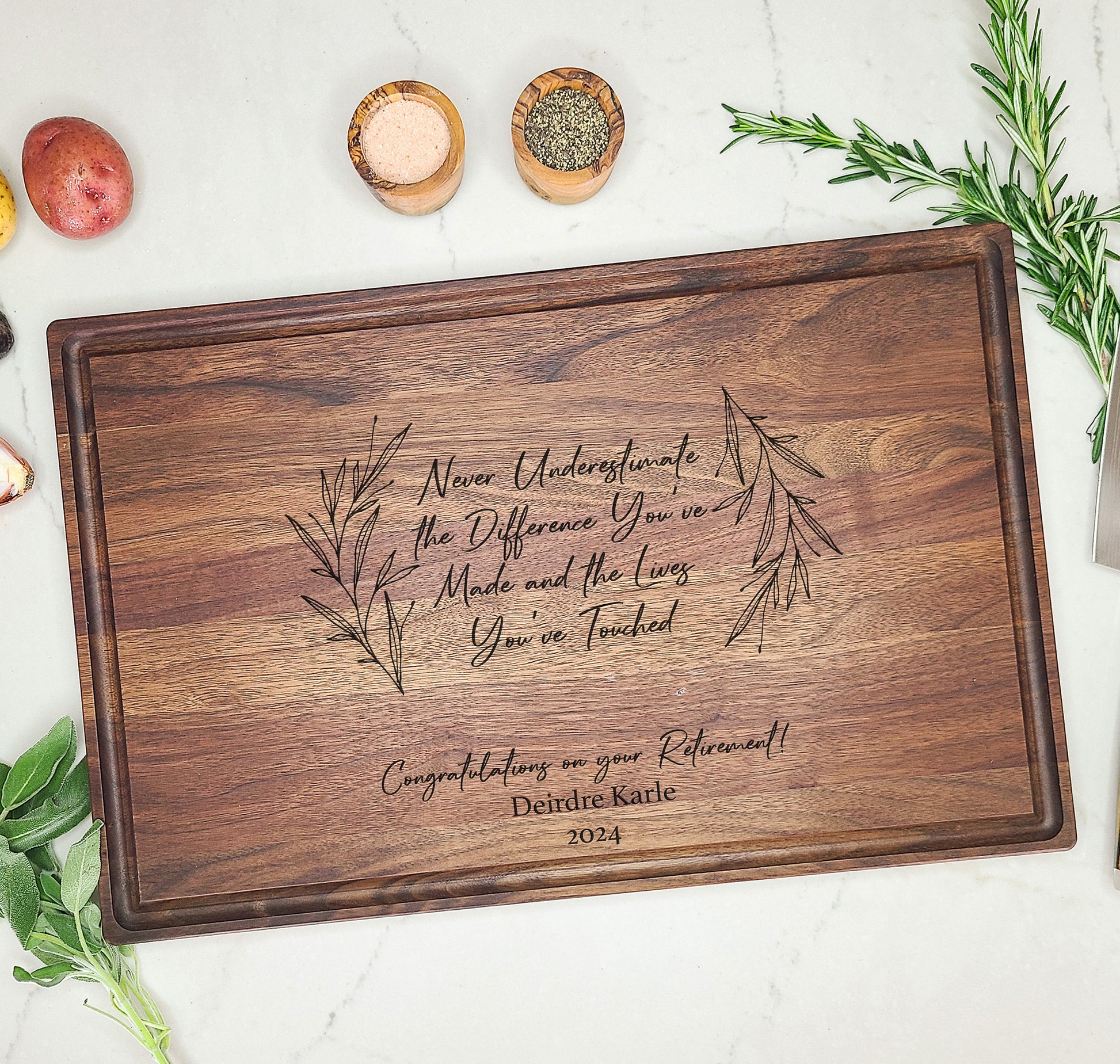 Retirement Cutting Board Never Underestimate - Dragon Forged Studios