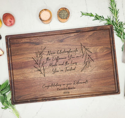 Retirement Cutting Board Never Underestimate - Dragon Forged Studios
