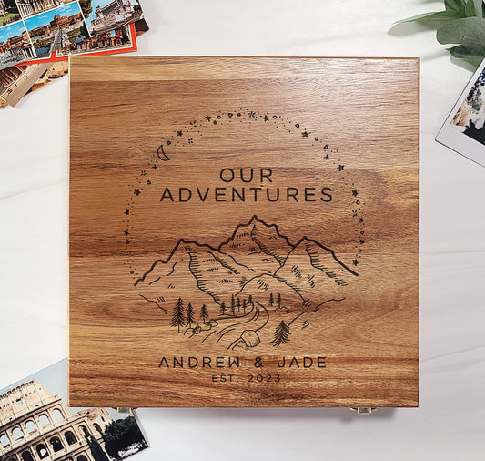 Vacation Memory Box, Custom Keepsake Box, Gift Memory Box, Our Adventures, Honeymoon Memories, Travel Memory Box - Dragon Forged Studios