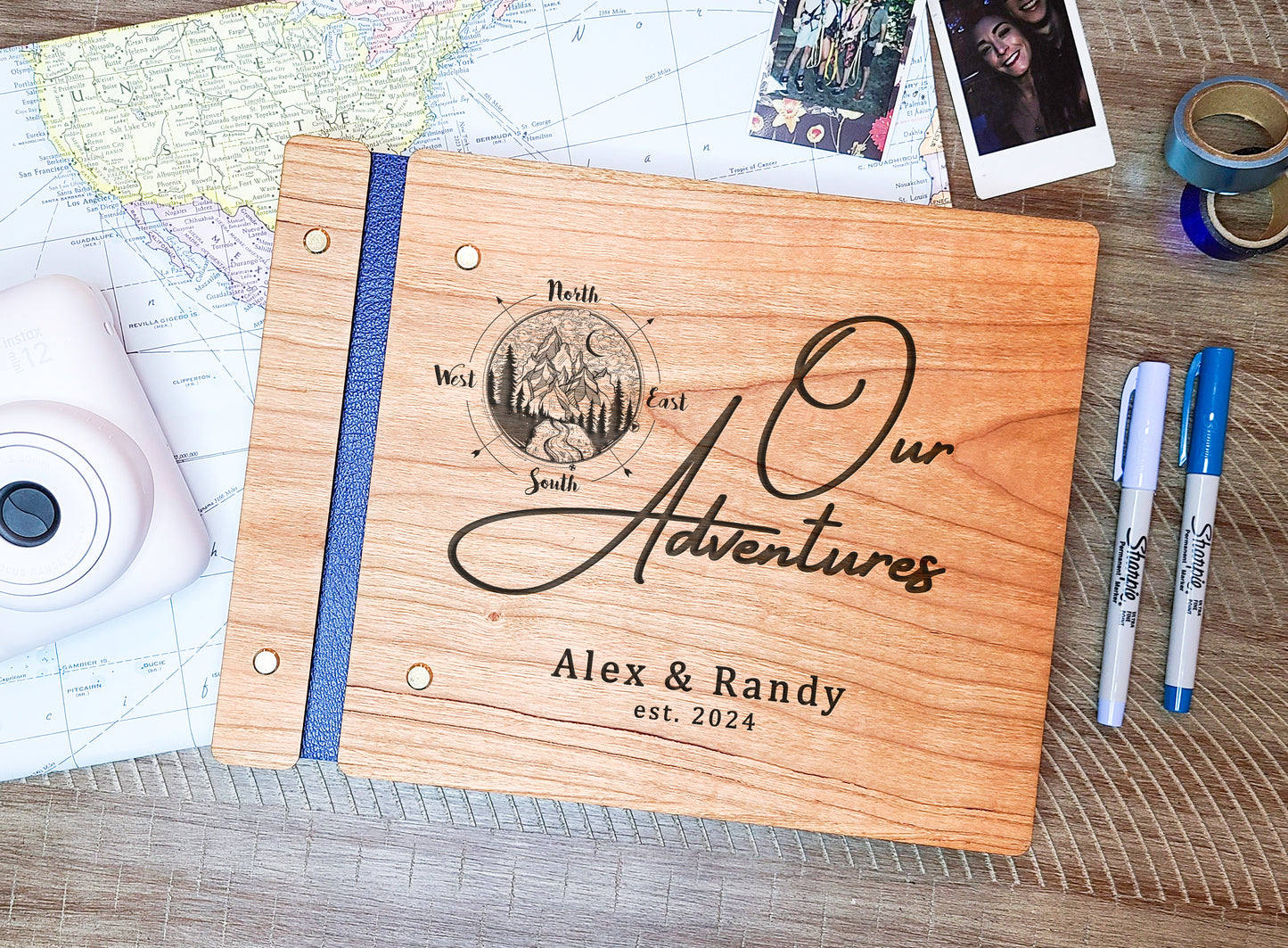 Our Adventures Travel Book with Compass Mountain