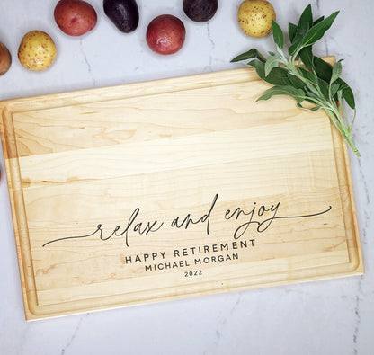 Relax and Enjoy Retirement Cutting Board - Dragon Forged Studios