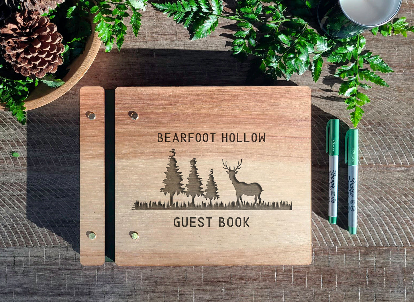 Rustic Rental Guest Book with Deer Theme for Cabin, Mountain AirBnB