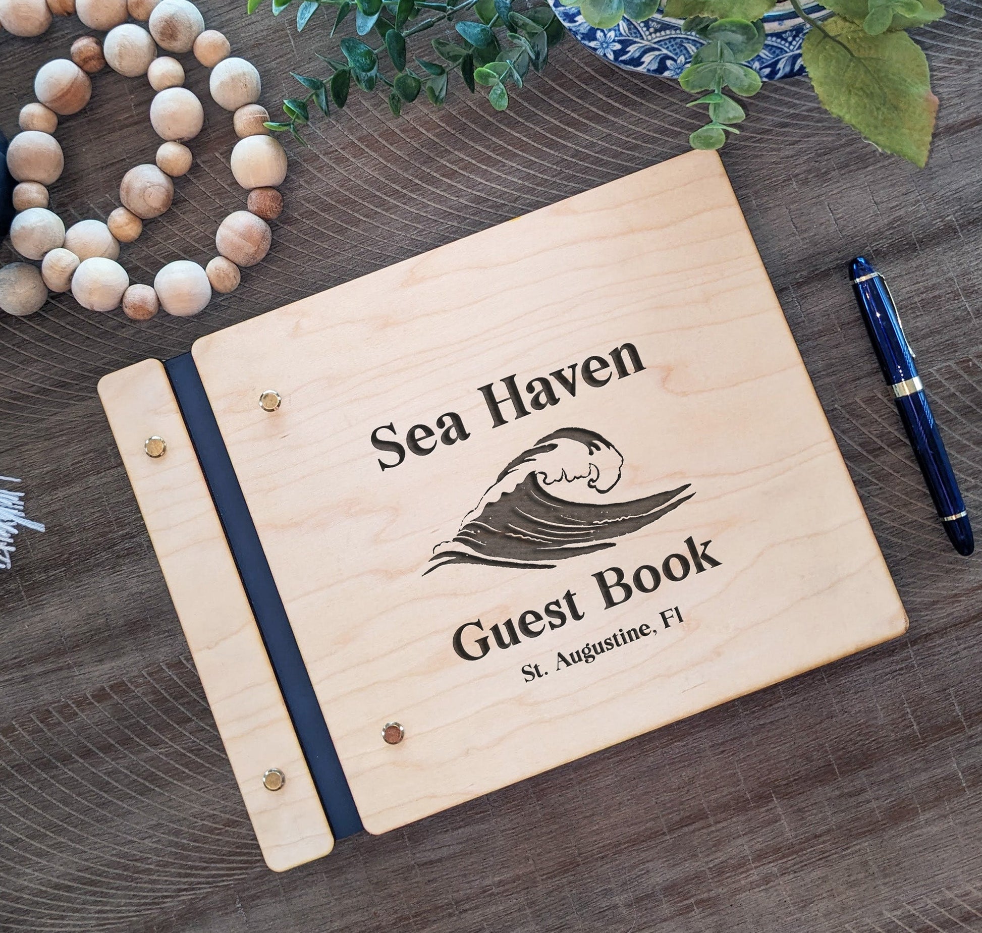 Guest Book for Beach House With Waves - Dragon Forged Studios