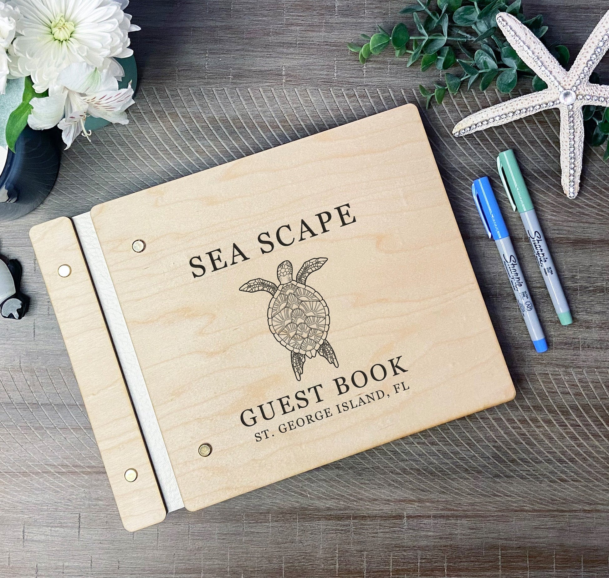 Guest Book for Beach House Turtle - Dragon Forged Studios