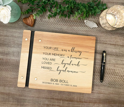 Your Life was a Blessing Memorial Book, Guest Book for Funeral, Custom